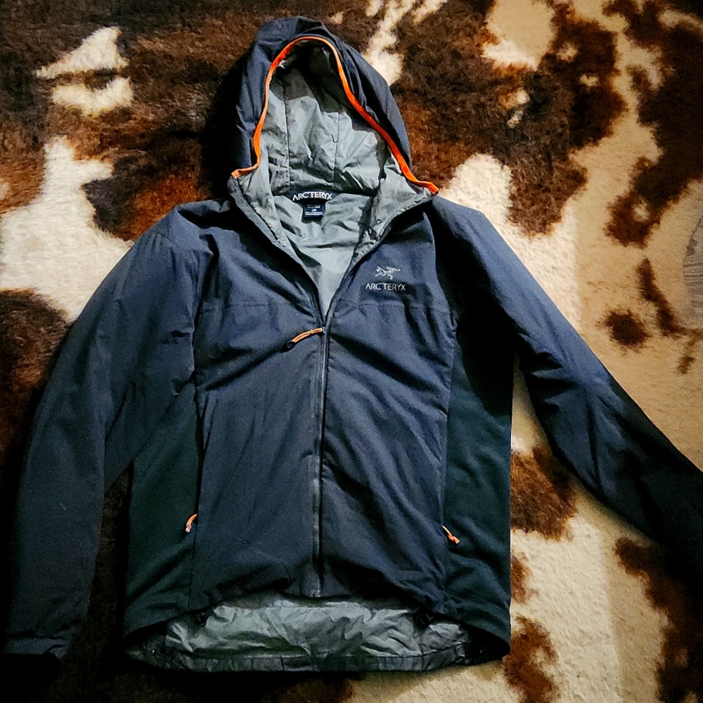 Men's L Arc'teryx Squamish zip hoodie blue with orange trim